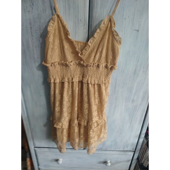 Favlux Lace Ajustable Strap Ruffled Dress Sz Large Feminine Cottage Core Boho - Picture 1 of 11
